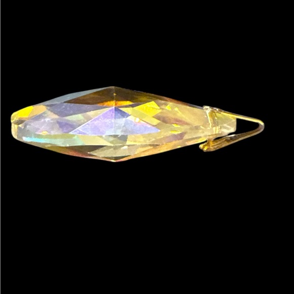 Large AB Iridescent Teardrop Crystal Pendant with Gold Tone Bail - Picture 3 of 4